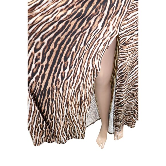 Michael Kors Chocolate Leopard Print Jersey Studded Maxi Dress Medium - Picture 5 of 8